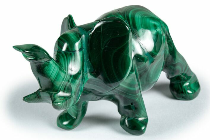 Polished Banded Malachite Elephant Carving - DR Congo #335568